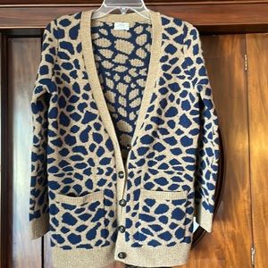 Wallace (J Crew) Blue and Tan leopard sweater